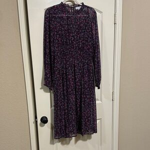 Calvin Klein Purple Floral Long Sleeve Dress